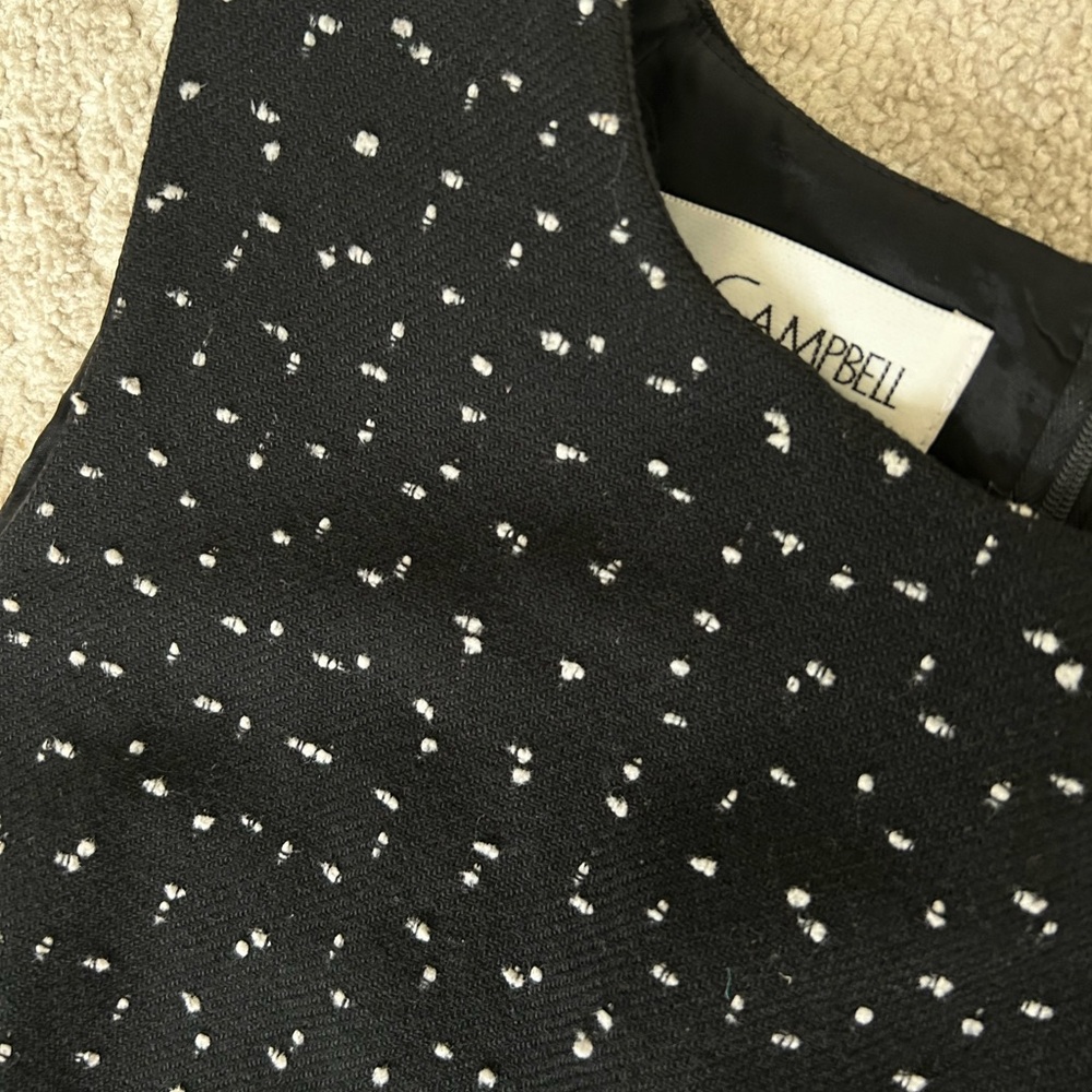 Sara Campbell 8 vintage black white wool sleeveless lined dress - Picture 7 of 9